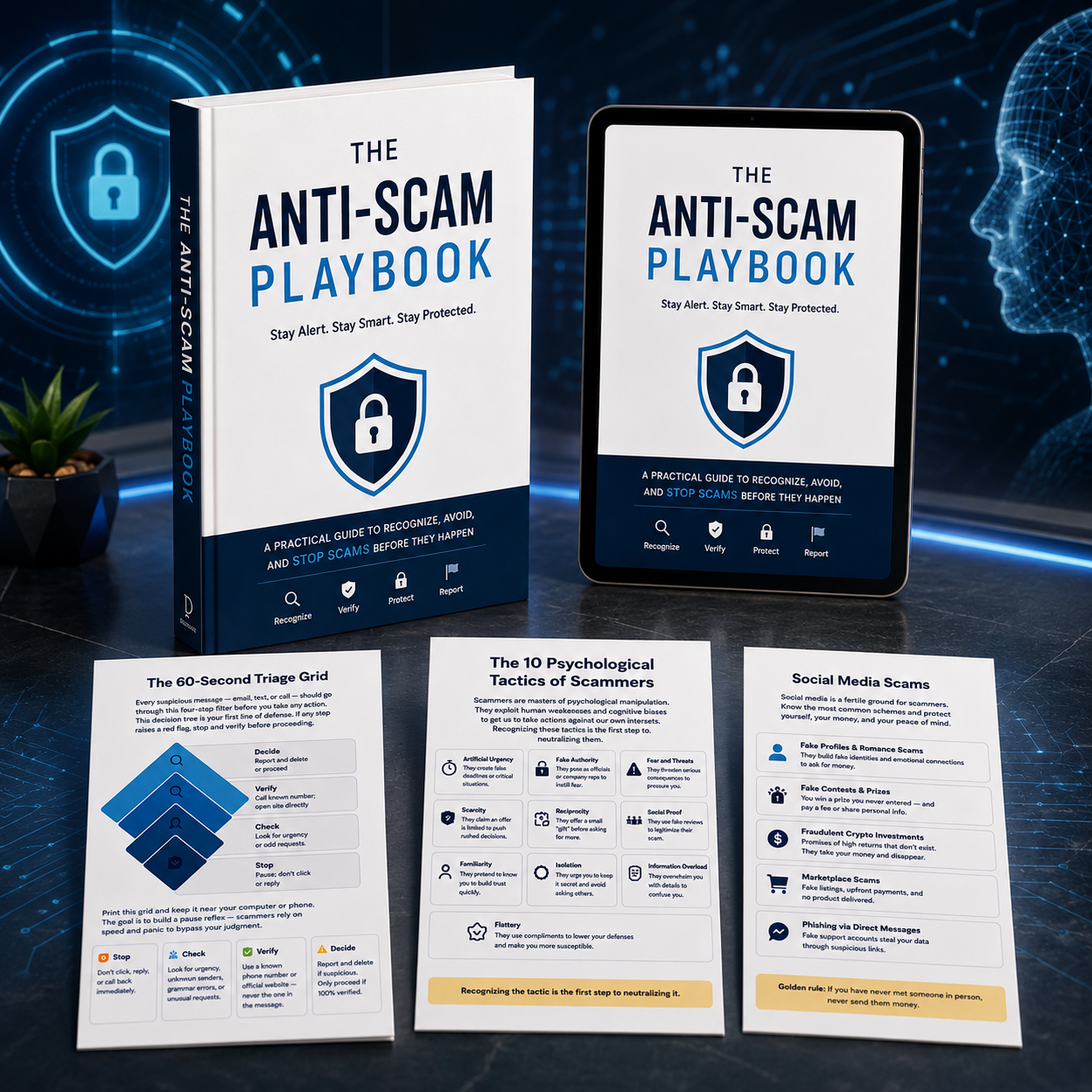 The Anti-Scam Playbook — book + tablet + cards
